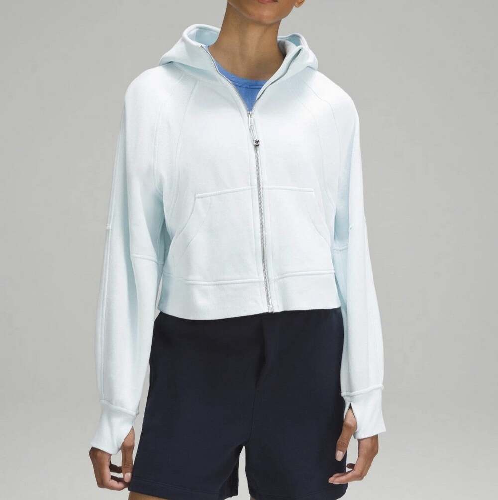 Lululemon Women's Hoodie Size XS/S Scuba Oversized Full Zip Sheer Blue Cropped